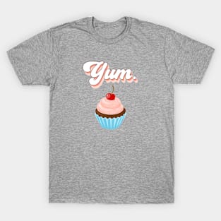 Retro Pink Yum Cupcake Lover T-Shirt